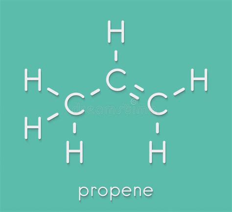 Propylene Propene Structural Chemical Formula And Molecule 3d Model