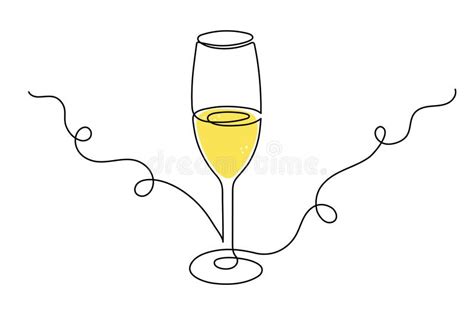 Hand Drawn Champagne Glass One Line Art Continuous Drawing Contour