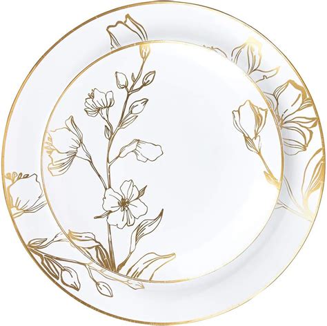 Amazon Maxcheck Pcs White Plastic Floral Design Plates Inch