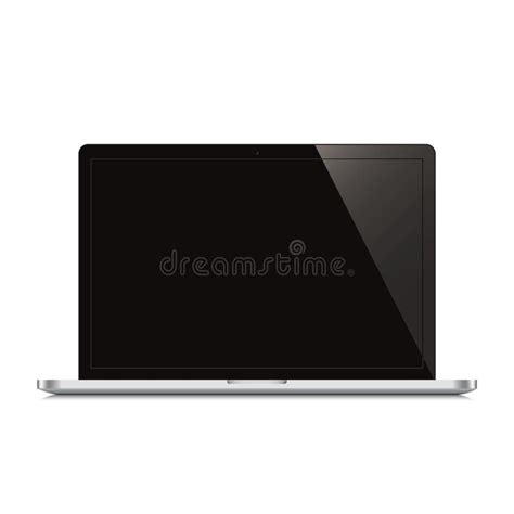 Laptop Open Black Screen White Background Stock Illustration - Illustration of object, single ...