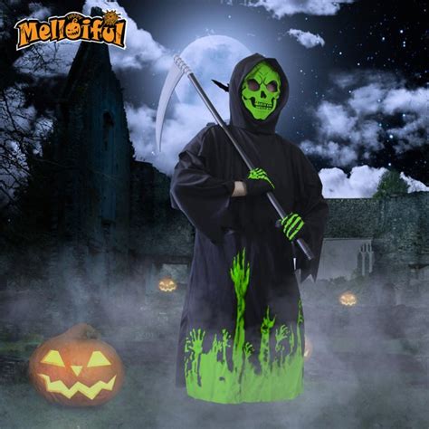 Grim Reaper Boys Halloween Costumes Glow in the Dark Kids Costume Set ...