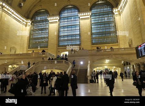 Main Concourse Inside Grand Central Terminal Manhattan With Many