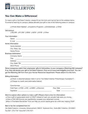 Fillable Online Fullerton Mail Or Fax The Completed Form To