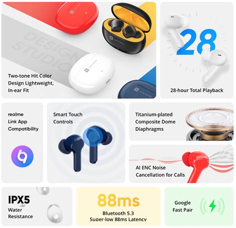 realme Buds T100: TWS headphones with up to 28 hours of battery life ...