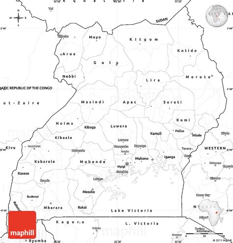 Blank Simple Map of Uganda