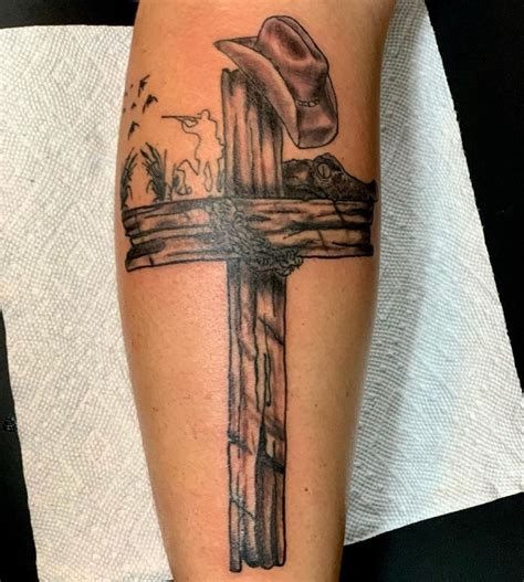 Traditional Wooden Cross Tattoo