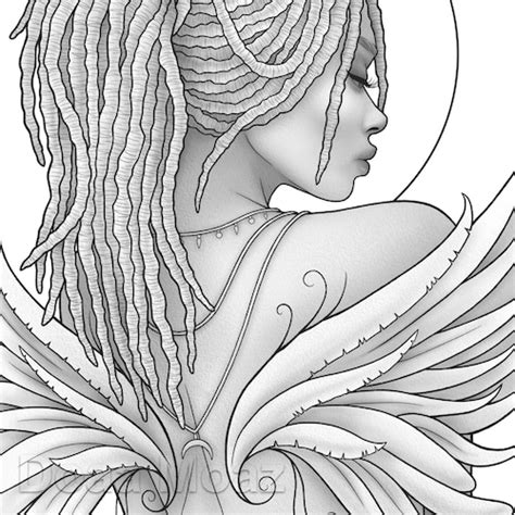 Printable Coloring Page Fantasy Character Black Girl Etsy