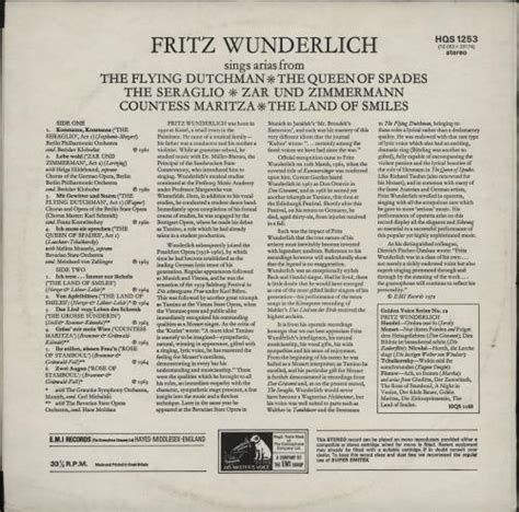 Fritz Wunderlich Fritz Wunderlich Sings UK Vinyl LP Album LP Record