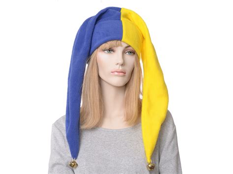 Jester Hat Long Primary Colors Red Yellow Blue Bells Three Pointed