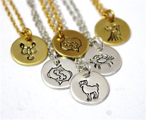 Zodiac Necklace, Silver And Gold Zodiac Symbol Charm Necklace, Birthday ...