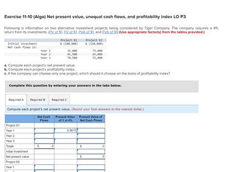 Solved Exercise 11 10 Algo Net Present Value Unequal Cash Chegg