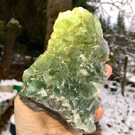 Large Green Cubic Fluorite Crystal Cluster Specimen On Matrix