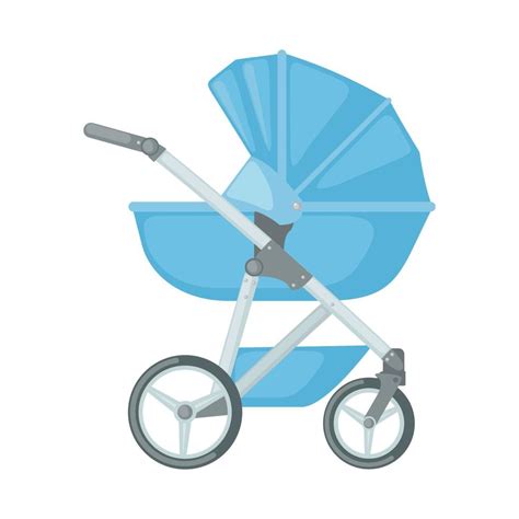 Baby Carriage Icon In Flat Style Isolated On White Background Blue