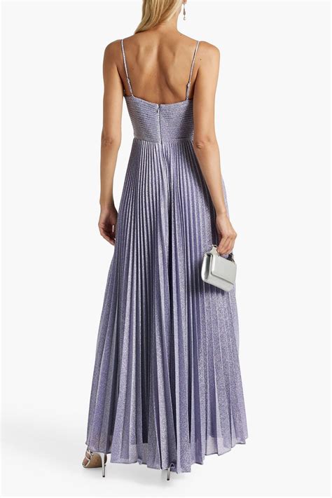 Halston Maycee Pleated Metallic Jersey Gown The Outnet