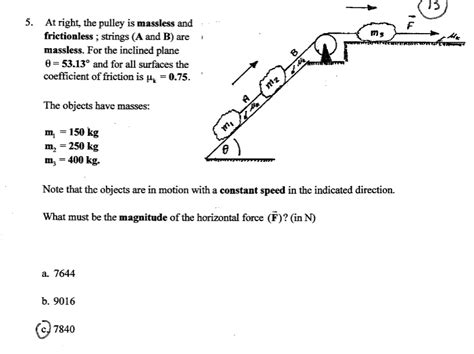 Solved At Right The Pulley Is Massless And Frictionless Strings A And