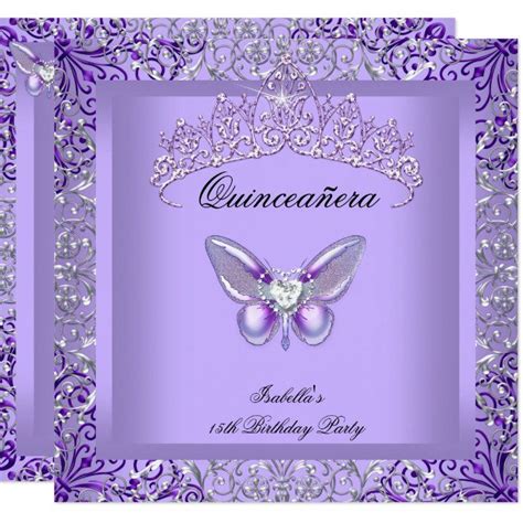 Invitación Fiesta de cumpleaños de la mariposa púrpura de Zazzle