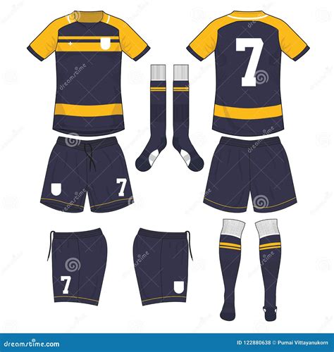 Navy Blue And Yellow Soccer Jersey With Navy Blue Sock And Navy Stock