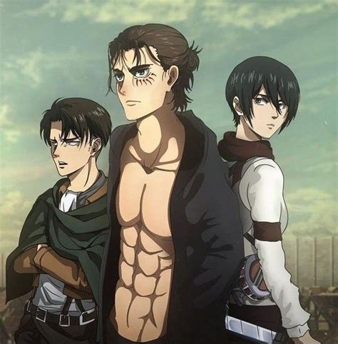 Eren Yeager.. Mikasa Ackerman.. Levi Ackermam | Attack on titan anime, Attack on titan ships ...