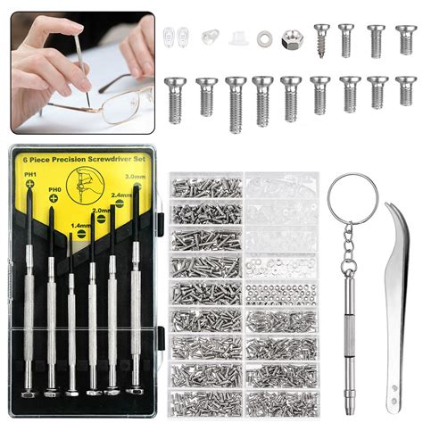 Eyeglasses Repair Tool Kit Eeekit 1100pcs Tiny Eyeglass Screws Nose