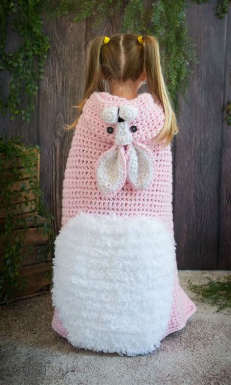 Free Crochet Bunny Blanket Pattern Hooded Blanket Crochet Cow Bunny