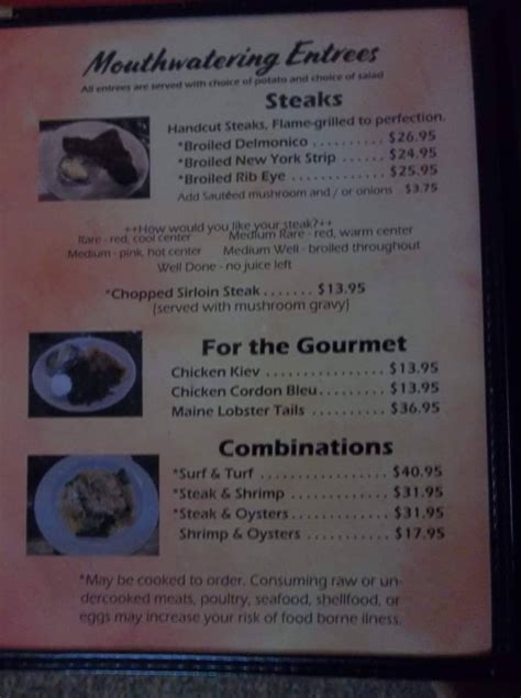 Menu At Central Hotel Pub And Bar Curwensville 300 Filbert St