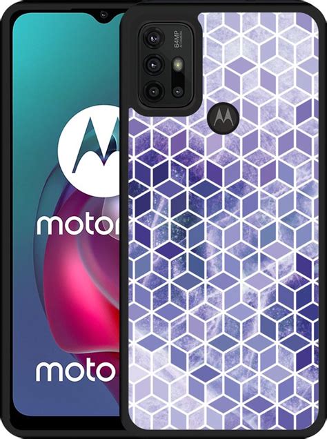 Motorola Moto G10 Hardcase Hoesje Paars Hexagon Marmer Designed By