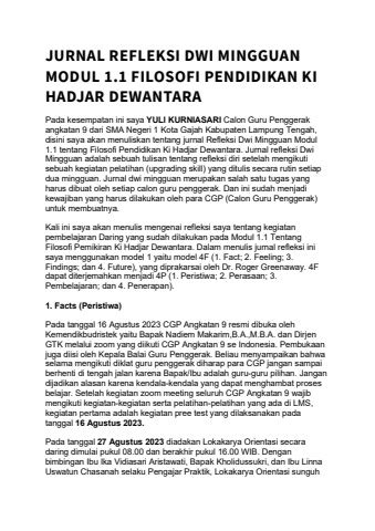 Jurnal Refleksi Dwi Mingguan Modul Yuli Kurniasari Flip Pdf Anyflip