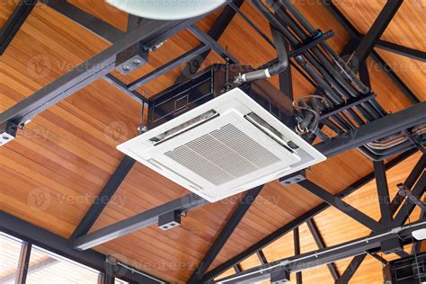 Modern Ceiling Mounted Cassette Type Air Conditioning System In Coffee