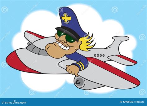 Karikatur Fluglinien Pilot Vektor Abbildung Illustration Von Flugwesen