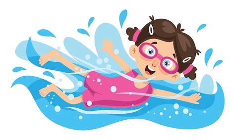 Illustration Vectorielle De Natation Enfant Vecteur Premium