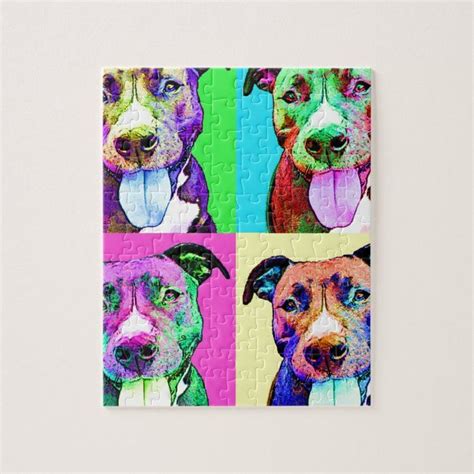 Pit Bull Pop Art Jigsaw Puzzle Pitbulls American Pitbull Terrier