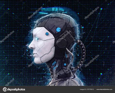 Muchacha Robot Humanoide Inteligencia Artificial Fondo Render Foto De