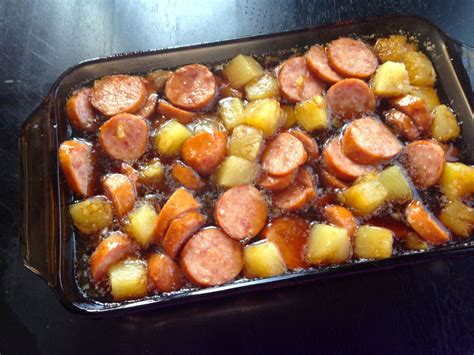 Kielbasa Pineapple And Brown Sugar Bake Life Is Sweet As A Peach Keilbasa Recipes Kelbasa