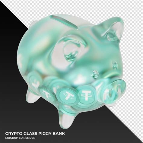 Premium Psd Tether Usdt Glass Piggy Bank With Crypto Coins D