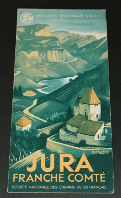 Old Tourist Leaflet Tourism Travel Train Sncf Jura Franche Comte