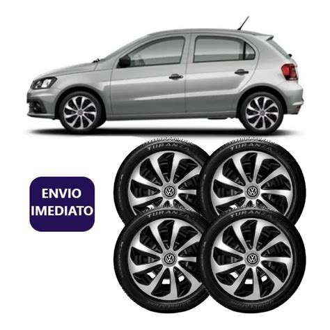 Jogo 4 Calotas Velox Aro 14 Prata Preto Vw Gol G1 G2 G3 G4 G5 G6 G7