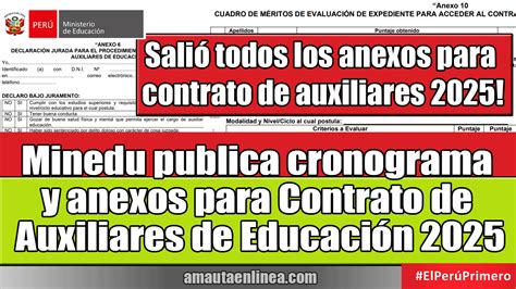 Minedu Publica Cronograma Y Anexos Para Contrato De Auxiliares De