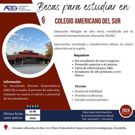 GUATEMALA CONVOCATORIA DE BECAS DEL COLEGIO AMERICANO DEL SUR CAS