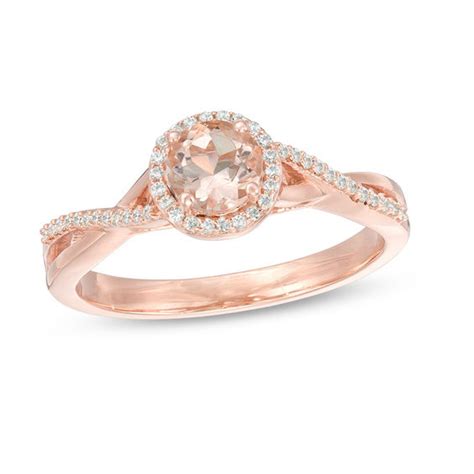 Mm Morganite And Ct T W Diamond Frame Twist Shank Engagement