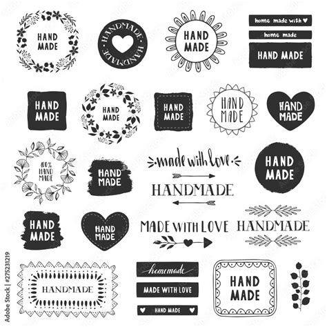 Handmade Labels Made With Love Badges Vintage Design Elements Vector