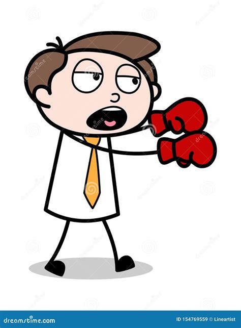 Punching Office Businessman Employee Cartoon Vector Illustration