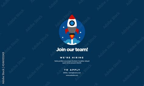 Join Our Team We Are Hiring Poster Design with Rocket Illustration ...