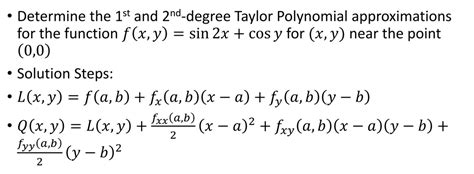 Solved Determine The 1st And 2nd Degree Taylor Polynomial