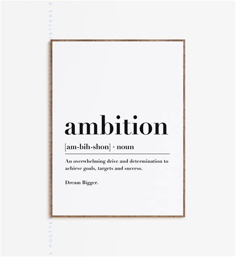 Ambition Definition Office Wall Art Home Office Etsy Artofit