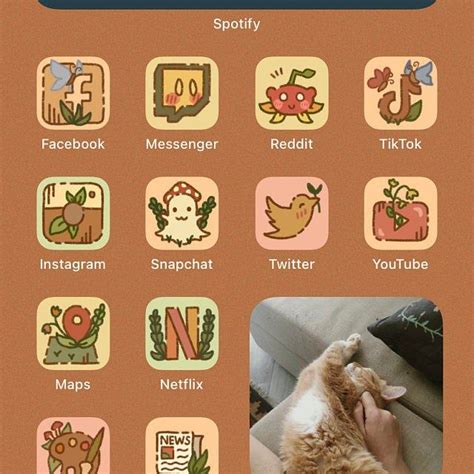 Original Cottagecore Fall Aesthetic App Icons Hand Drawn Ios And