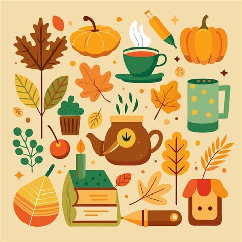 Premium Vector Charming Autumn Doodles Autum Set