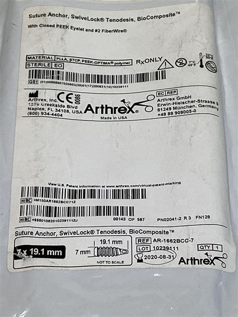 New Arthrex Suture Anchorswivelock Tenodesisbiocomposite Ar 1662bcc 7