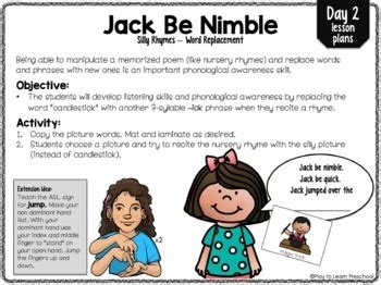 Jack Be Nimble Nursery Rhyme by Play to Learn Preschool | TpT