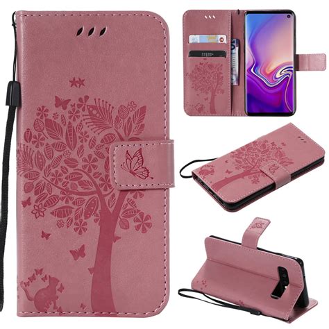 Galaxy S10 Case, Samsung Galaxy S10 Phone Cases, Allytech [Embossed Cat & Tree] PU Leather ...