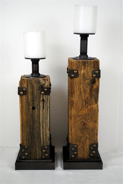 Reclaimed Wood Pillar Candle Holder